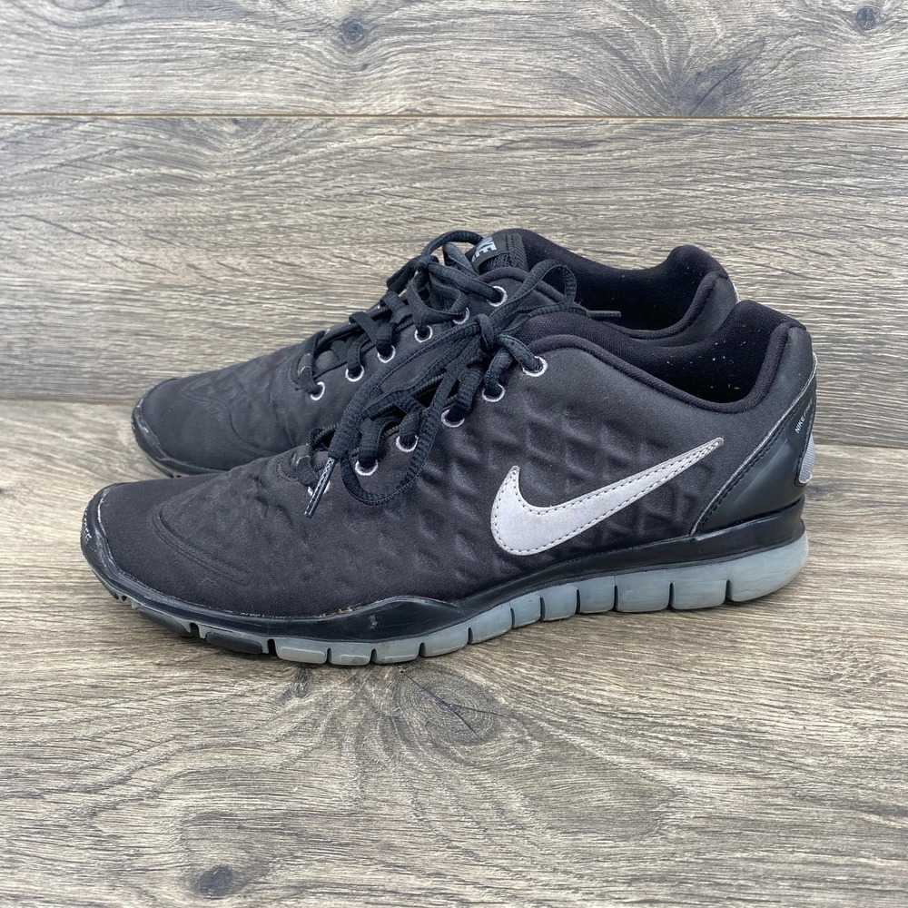Nike Free TR Fit 2 Training Shoes Womens 8 Black Silver 469767-003 Low Top Gym - Picture 2 of 9